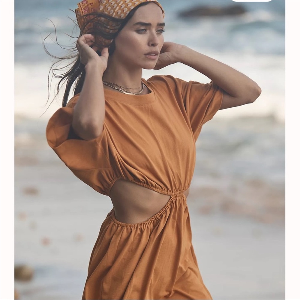 Free People Dandelion Mini Dress in Inca Gold
